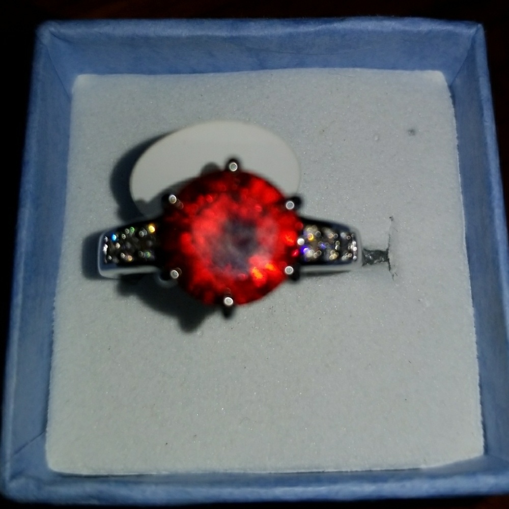 Sterling silver ruby ring